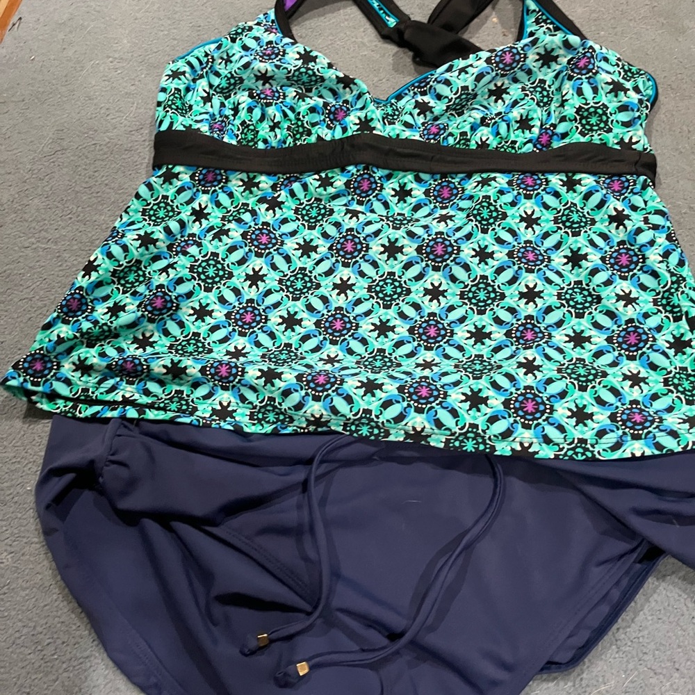 Beach House Turquoise and Navy Swim Set
